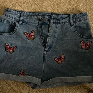 Butterfly Denim Shorts - Medium Blue Wash